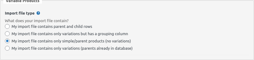 Method 3 settings — simple/parent products only