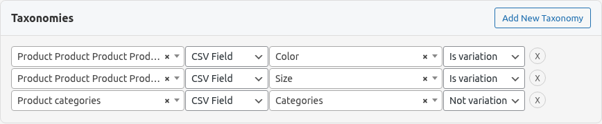 Taxonomies — Is variation on attribute rows