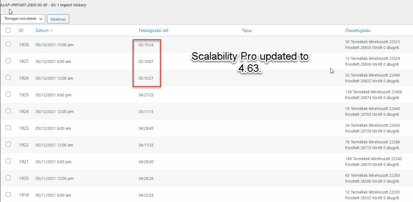 Scalability Pro update 4.63 halved the time of this user's already fast imports