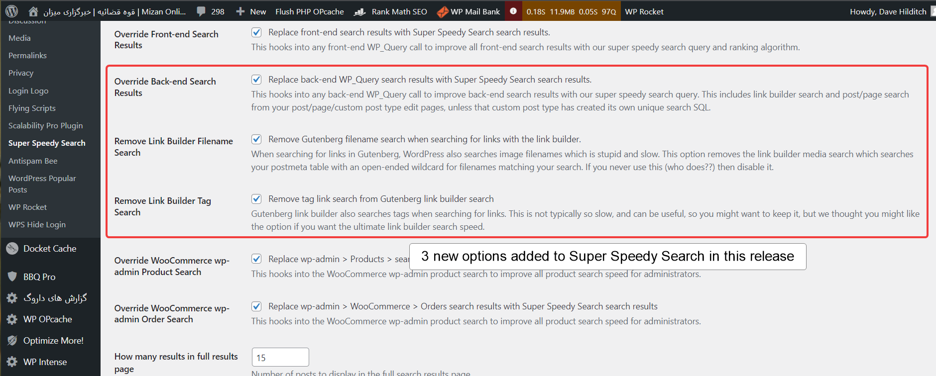 Three new options added to Super Speedy Search to speed up WordPress searches for link builder and for edit.php.