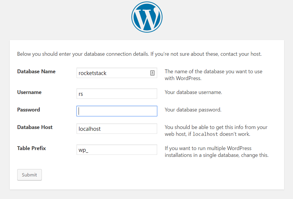 rocket stack wordpress text image