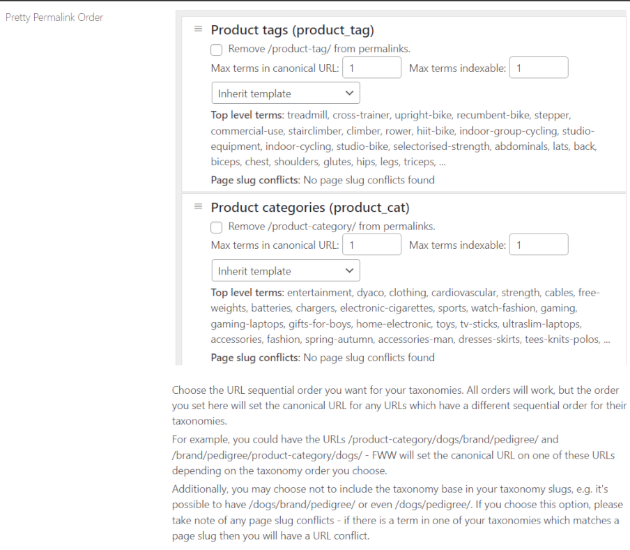 Drag and drop these options into required permalink order - Super Speedy Filters by Super Speedy Plugins