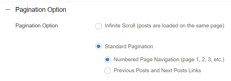 Themify pagination options